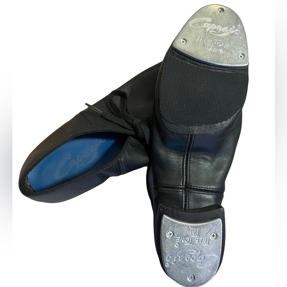 Capezio Tap Shoes Cadence SplitSole Black Genuine Leather Sz8/39 Vintage - Picture 4 of 13